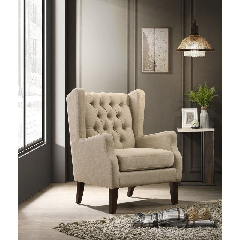Irwin – Linen Button Tufted Wingback Chair