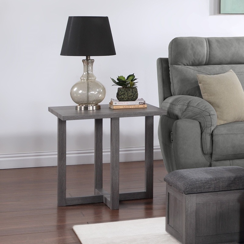 Moseberg – 24 End Table|Gray|Dark Brown