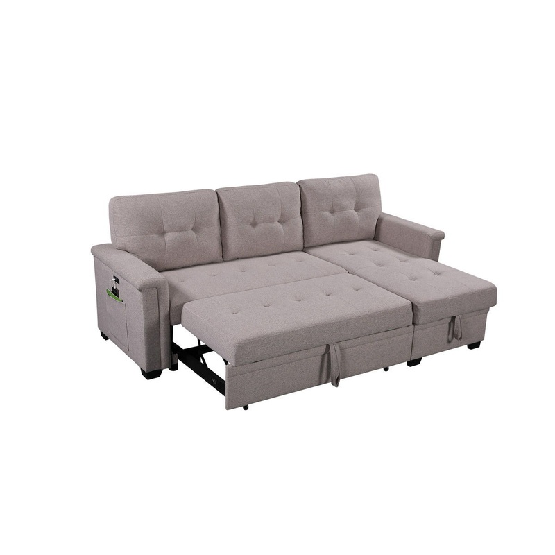 Nathan – Reversible Sleeper Sectional Sofa With Storage Chaise, USB Charging Ports And Pocket