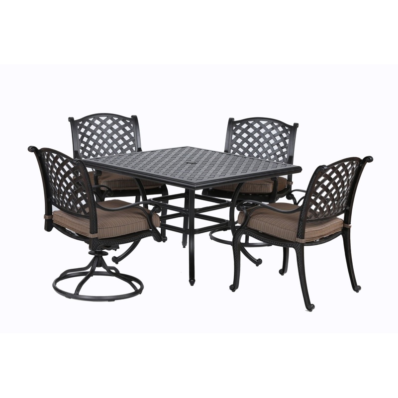 Square 4 Person 43.19 Long Aluminum Dining Set With Cushions