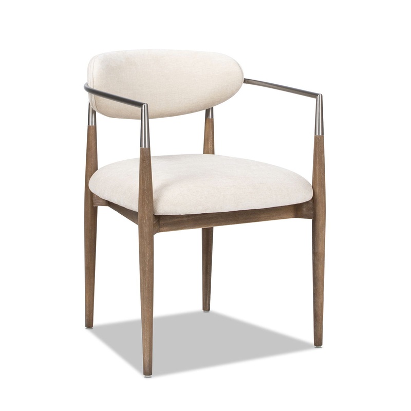 Artemis – Mixed Material Upholstered Dining Arm Chair – Warm White