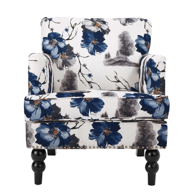 Club Chair With Tapered Birch Wood Legs – Multicolor