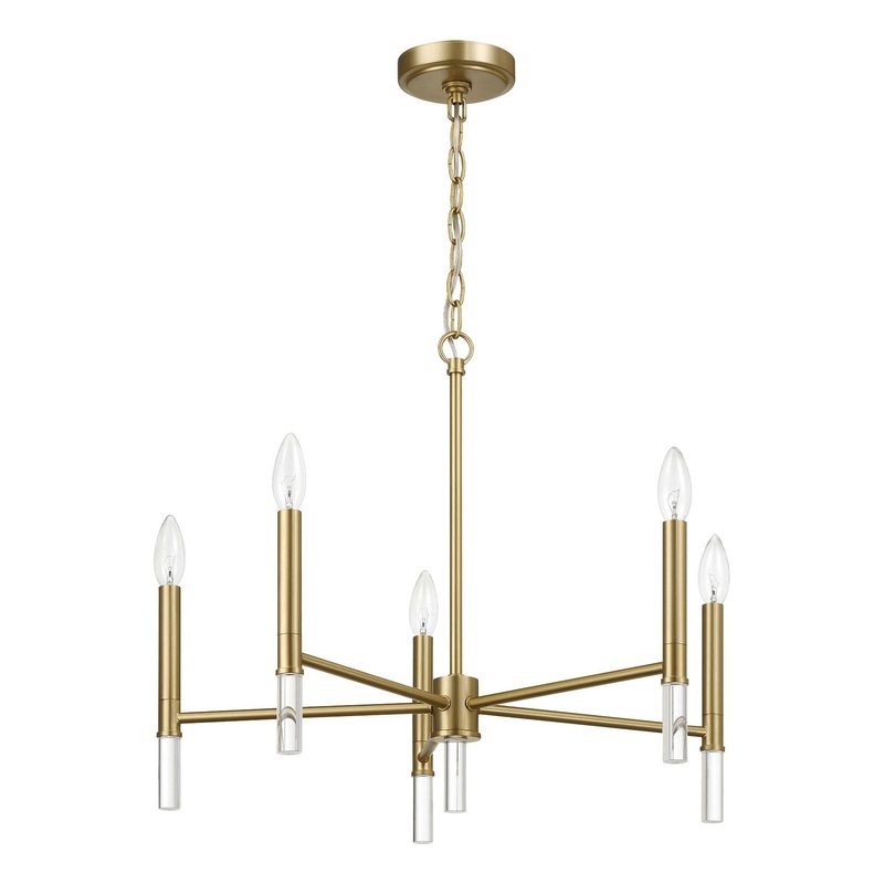 Courtyard – 5 Light Candle Light Chandelier – Clear / Gold