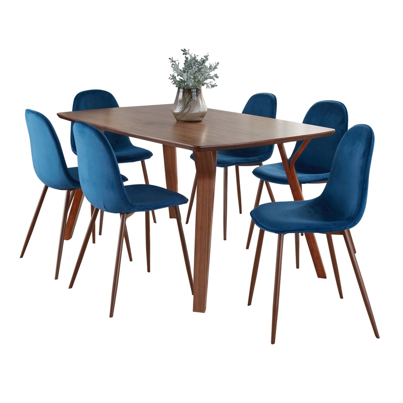 Folia Pebble – 7 Piece Dining Set Mid Century Modern