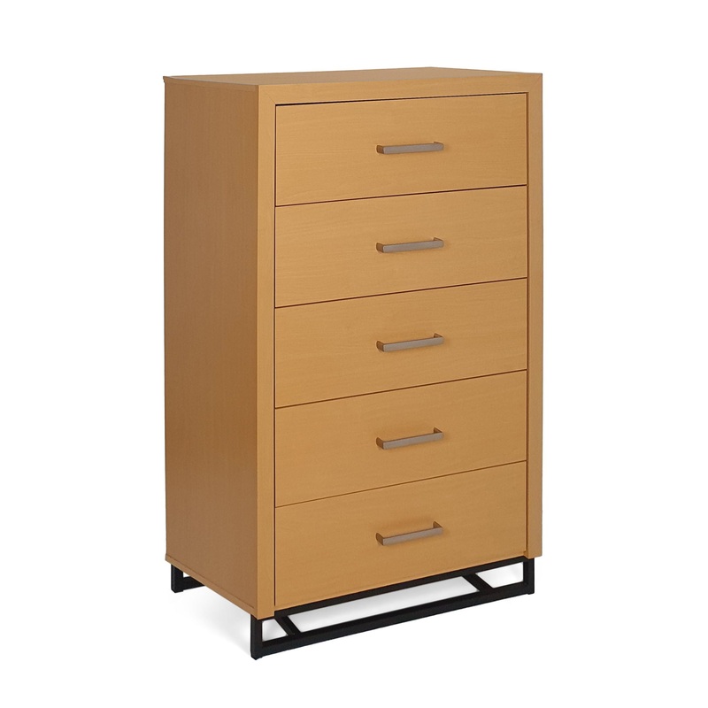 Glimmering Chest With 5 Drawers And Iron Base – Maple / Black