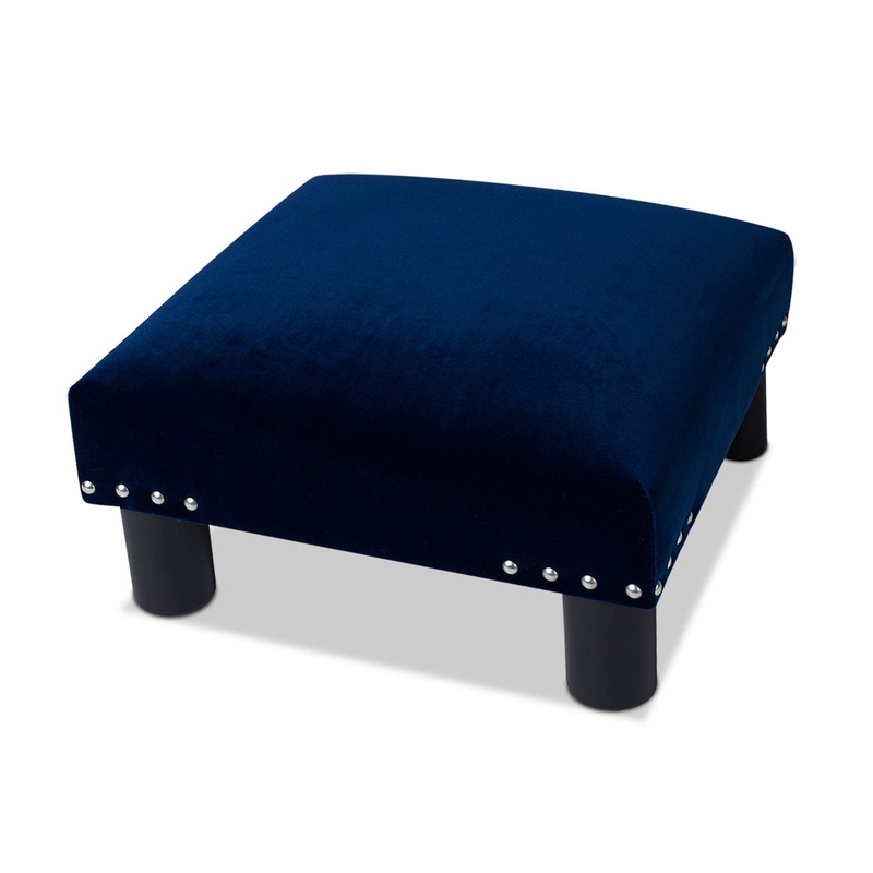 Jules – Square Accent Footstool Ottoman – Navy Blue