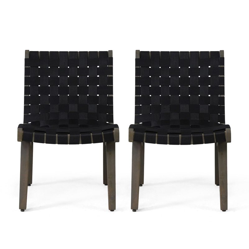 Lounge Chair With Stunning Rope Weave Design, (Set of 2) – Black