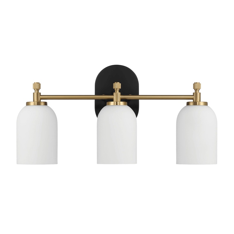 Meadows – 3 Lights Vanity Brush Bathroom Wall Light For Bathroom Over Mirror – Black / Gold / White