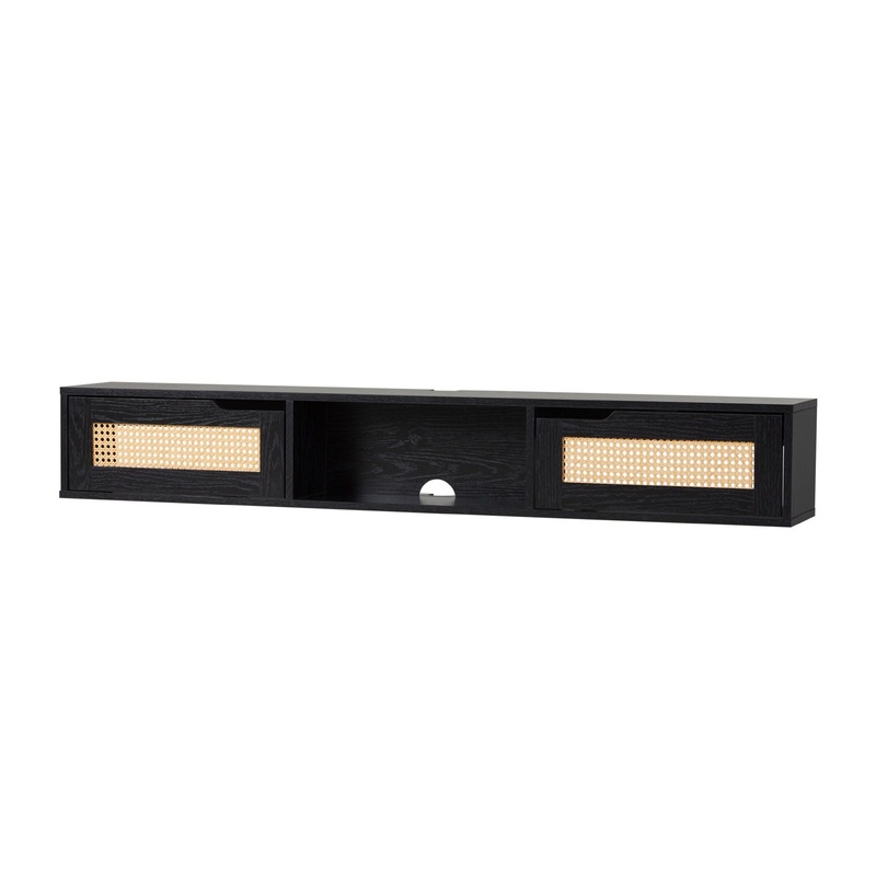 Modern Rattan Door Floating TV Stand For TVs Up To 65