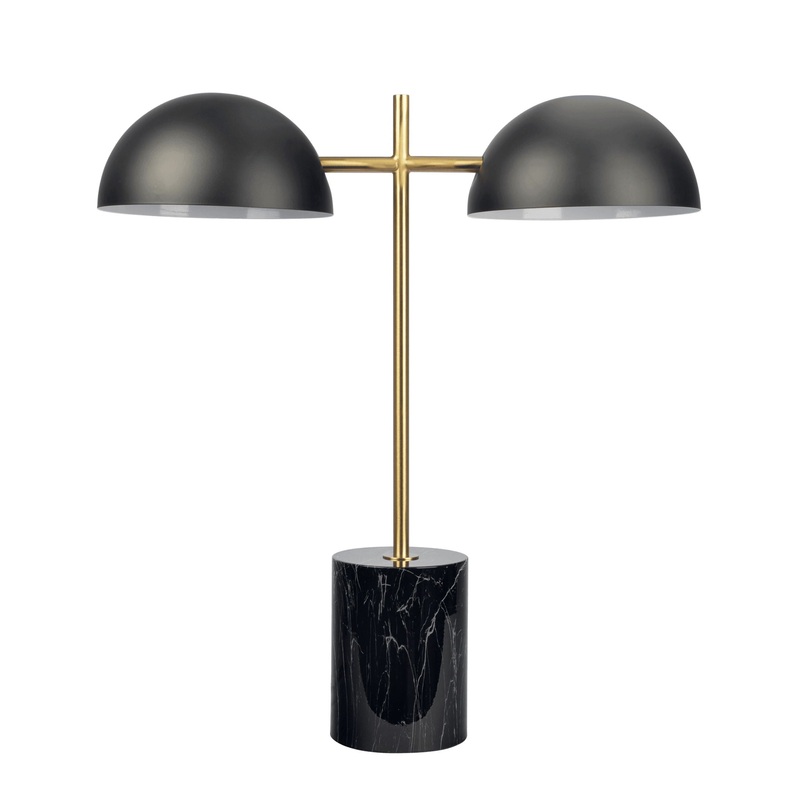 Nova – Hydro Table Lamp With On / Off Switch Double Lamp – Black / Gold / Marble