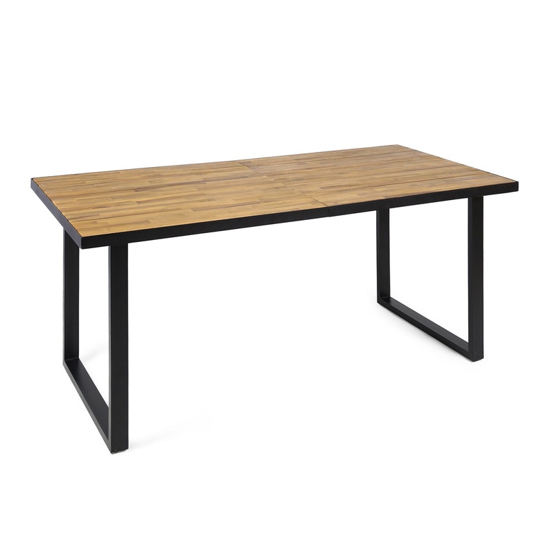 Outdoor Dining Table With U Shape Legs And Slat Top Table – Teak