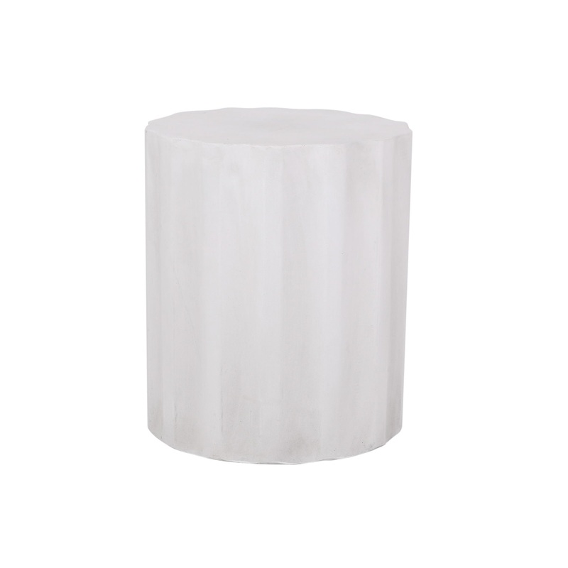 Outdoor End Table With Soft Wave Edge – Antique White