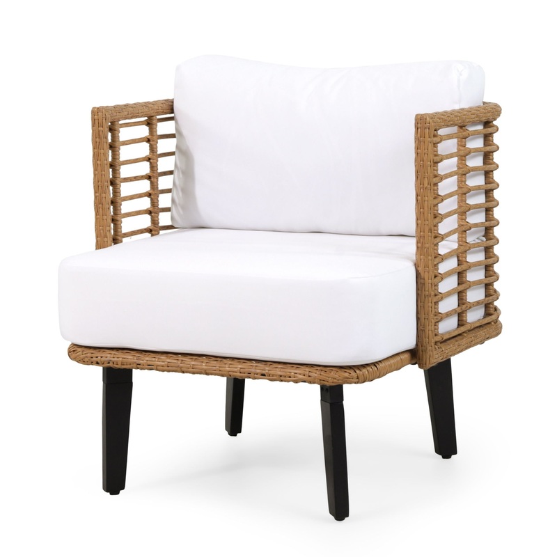 Outdoor Wicker Club Chair With Water Resistant Cushion – Brown