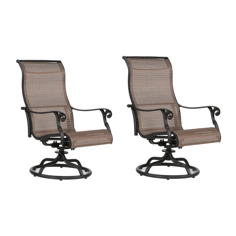 Patio Outdoor Sling Swivel Rocker With Aluminum Frame, All-Weather Furniture (Set of 2) – Bronze