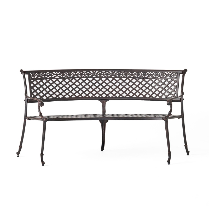 Sector – Bench With Curved Design And Diamond Cross Seat – Copper