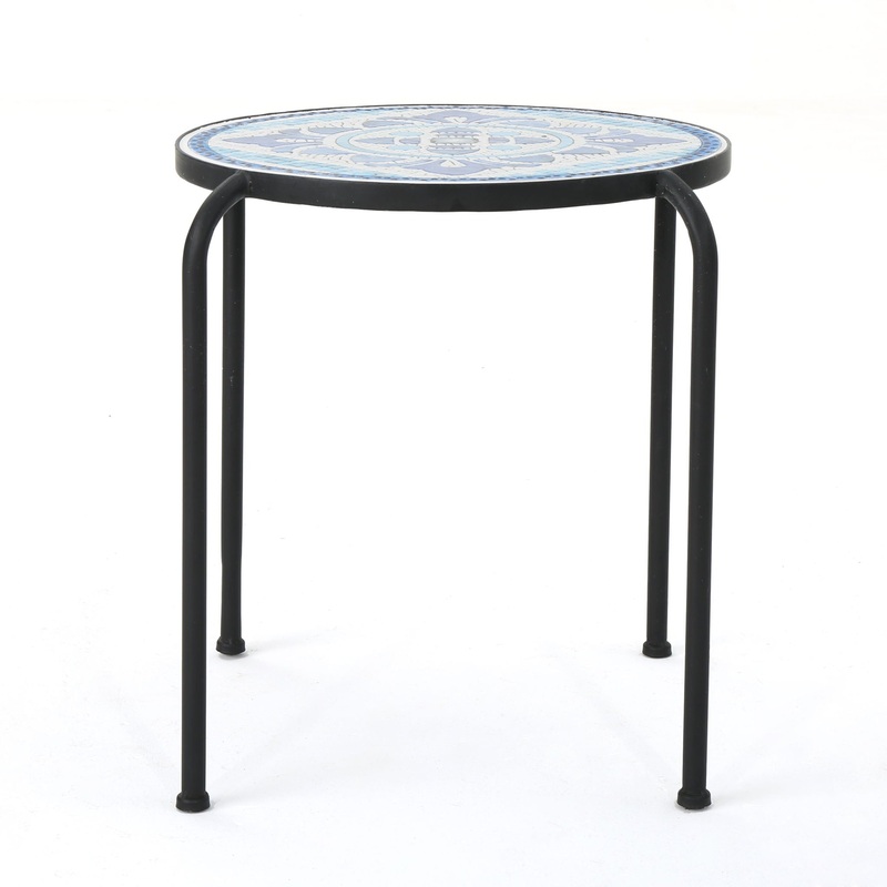 Skye – End Table – White / Blue