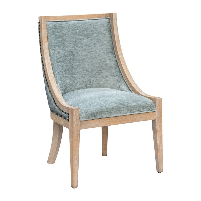 Upholstered Dining Chair With Nailhead Trim – Soft Green