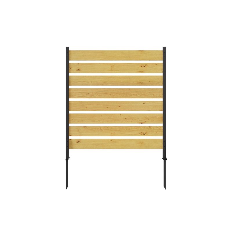 Goodyo – Outdoor Privacy Screen Cedar Wood And Aluminum Frame Fence For Pool Equipment And Trash Can Enclosures – Black / Natural