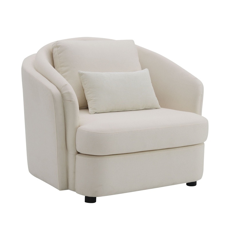 Mariko – Linen Chair With 1 Toss Pillow – Beige
