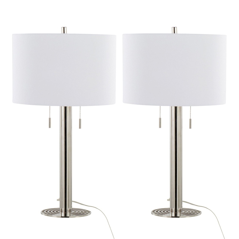 Master – 29 Contemporary Table Lamp (Set of 2) – Polished Nickel / White