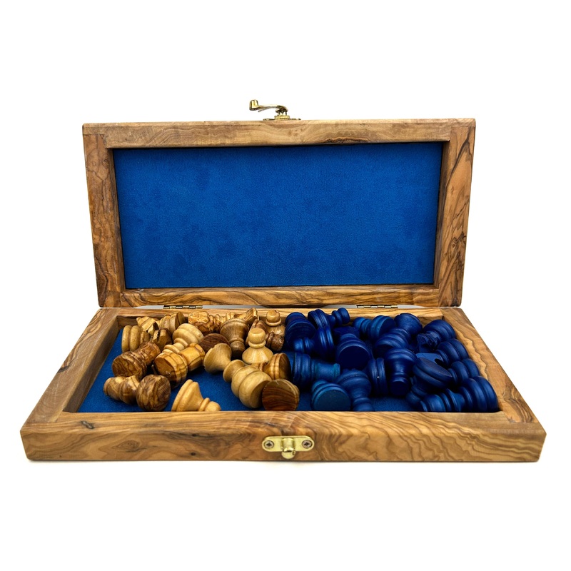 Olive Wood and Resin Folding Chess Set