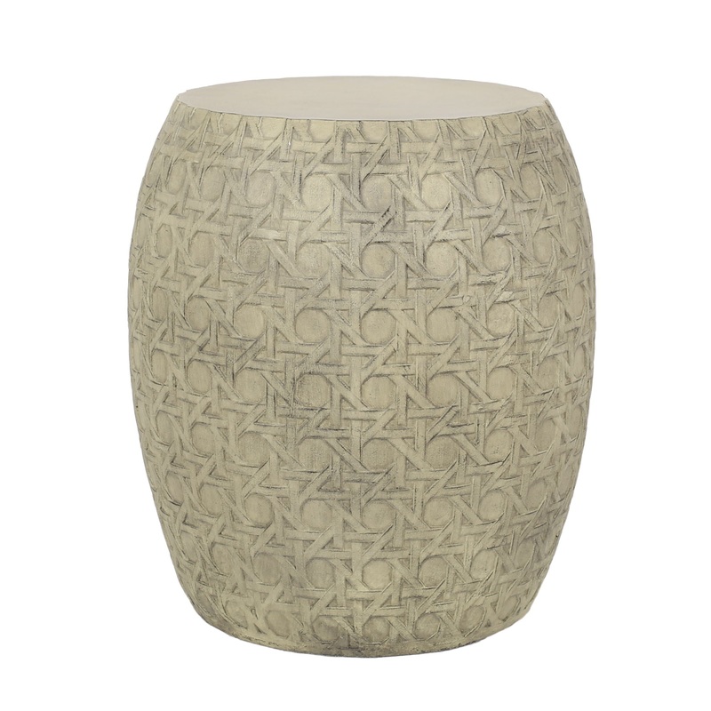 Outdoor Lightweight Concrete Side Table – Antique Yellow