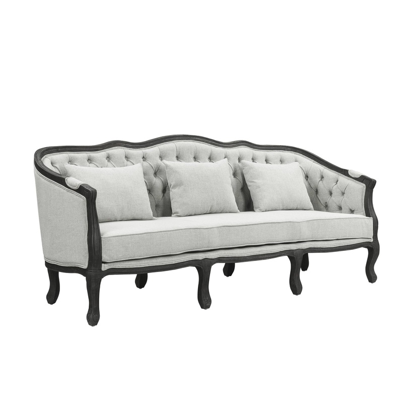 Samael – Sofa With 3 Pillows – Gray / Dark Brown
