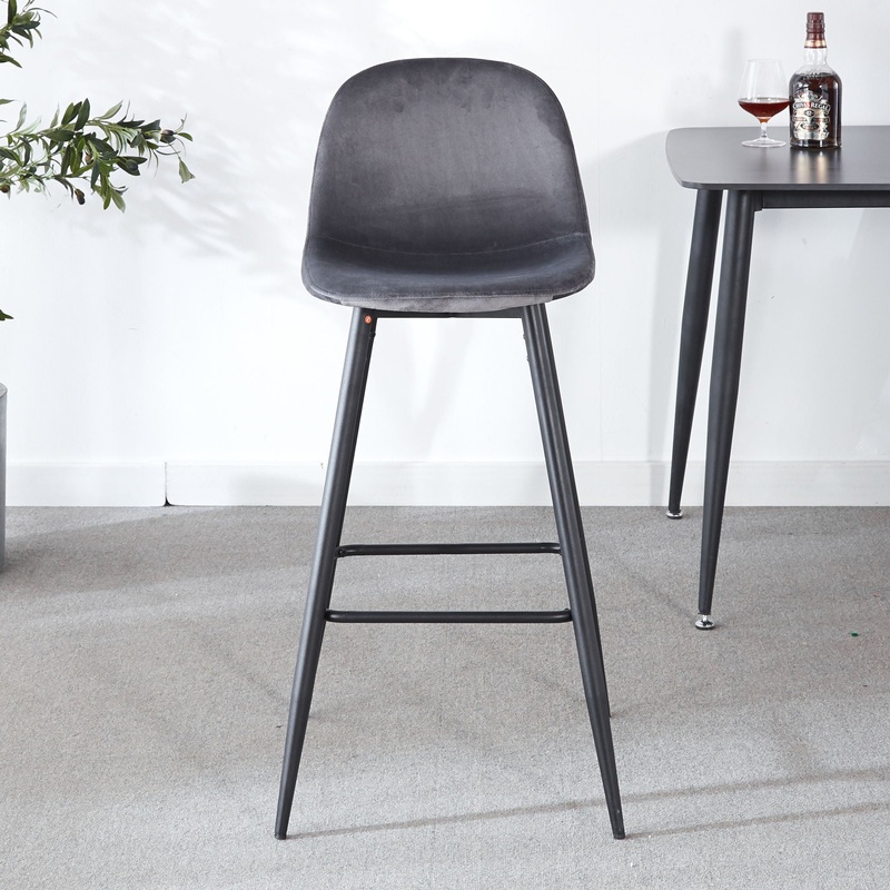 Bar Stool (Set of 2) Modern Counter Bar Height Chair With Back, Sturdy Metal Legs & Footrests, Island Stool For Kitchen Bar – Gray