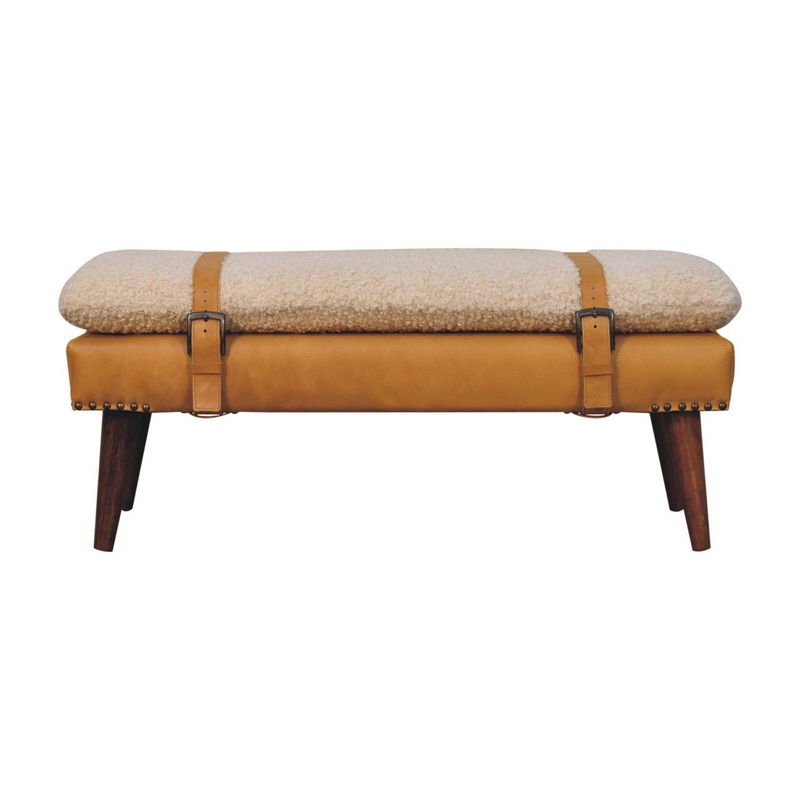 Boucle Leather Bench – Tan
