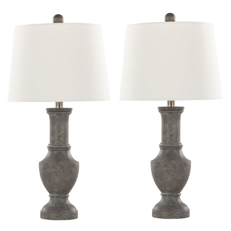 Chateau – Contemporary Table Lamp (Set of 2) – Acid Griffin / Nickel / White
