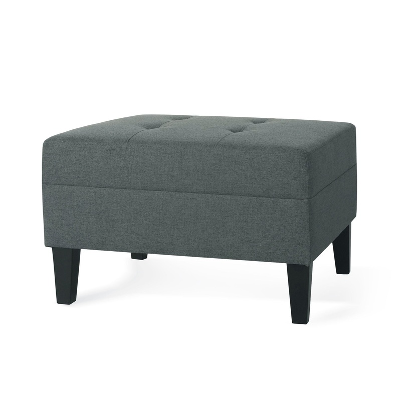 Classic Fabric Ottoman With Birch Wood Legs And High Quality Foam Padding – Charcoal