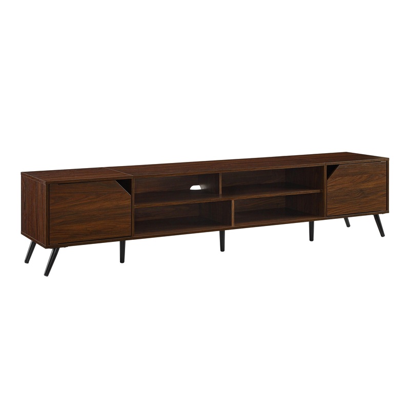 Contemporary 2 Door Minimalist TV Stand For TVs Up To 90 – Dark Walnut