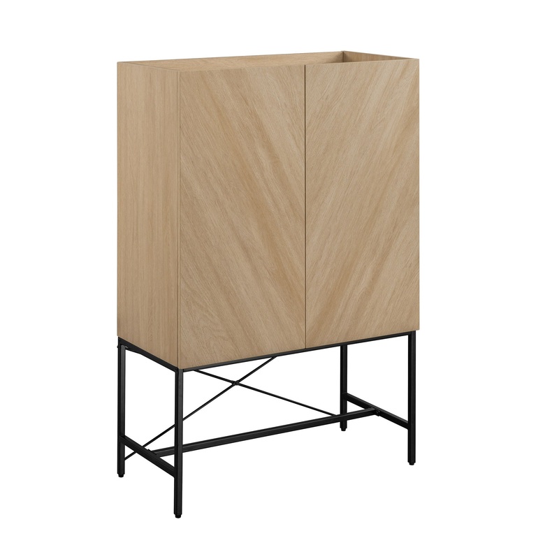 Contemporary Bookmatch Doors Tall Accent Cabinet With Inset Top – Dark Walnut Bookmatch