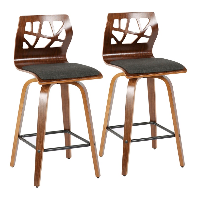 Folia – Mid Century Modern Fixed Height Counter Stool With Swivel (Set of 2)