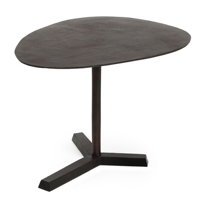Industrial Style Elliptical Side Table With Aluminum Frame – Bronze