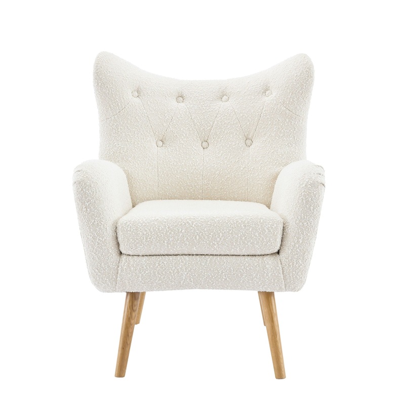 Mid – Century Modern Arm Chair With Wingback Design Wood Legs