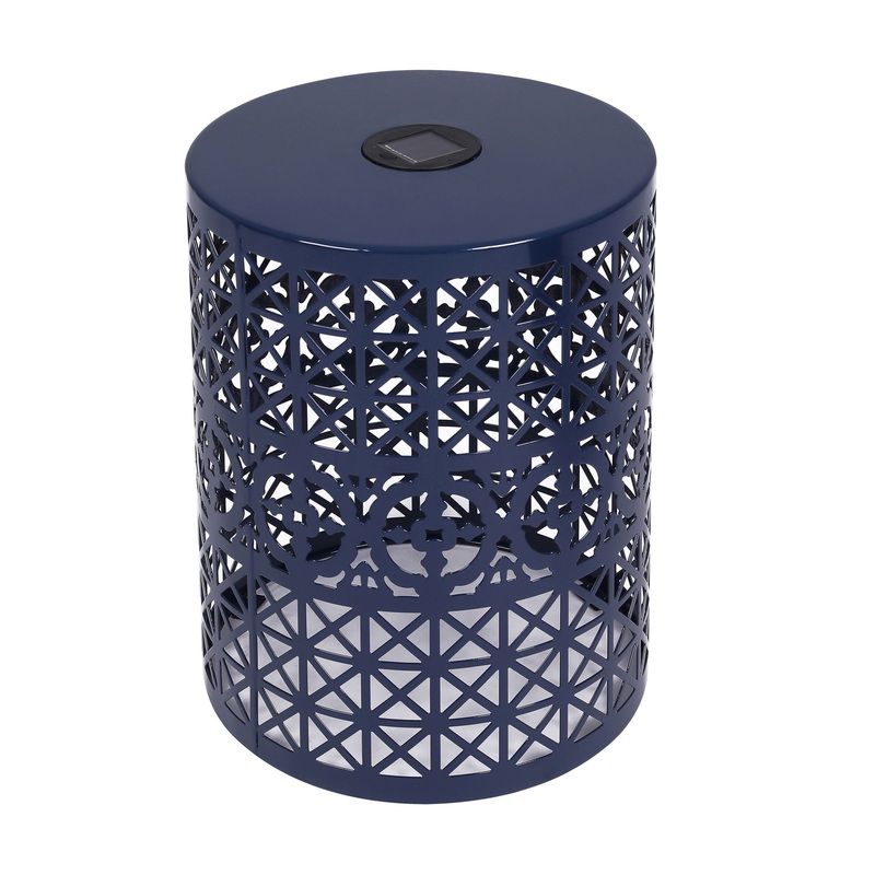 Modern Iron Solar Side Table With Built – In Light