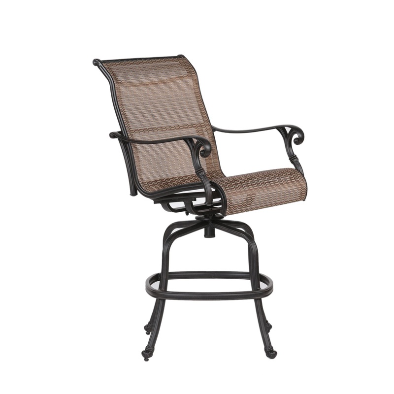 Patio Outdoor Indoor Aluminum Sling Swivel Bar Stool (Set of 2) – Bronze