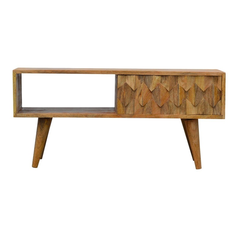 Pineapple Carve Sliding Media Unit – Oak