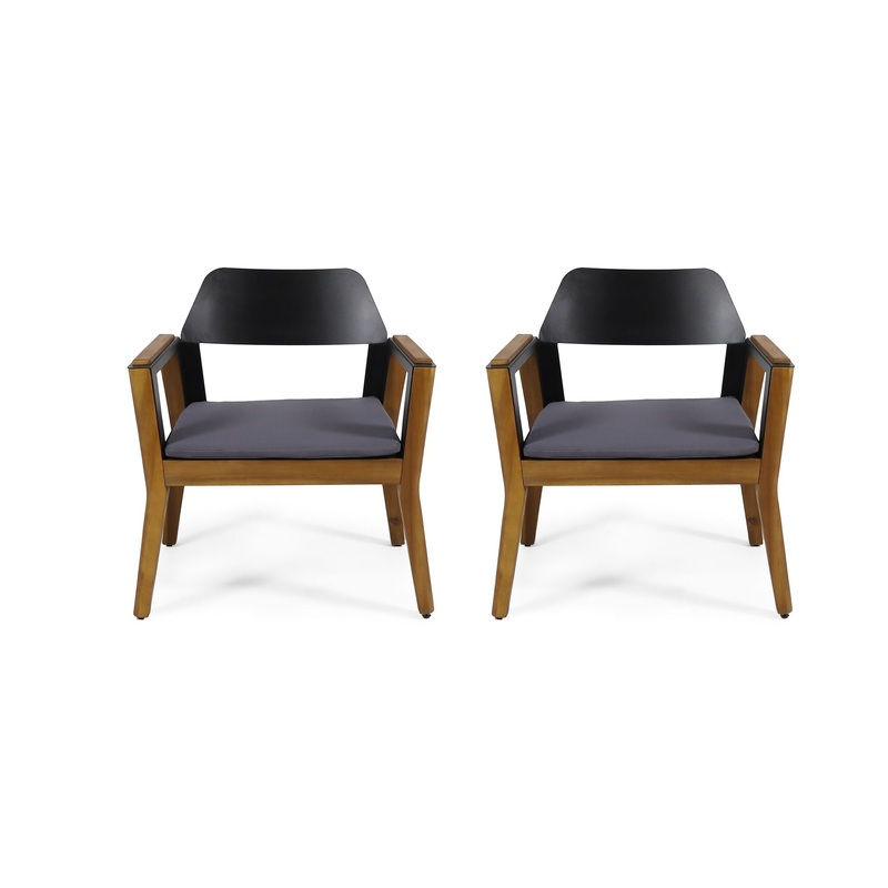 Soho – Transitional Style Outdoor Club Chair (Set of 2) With Cushions – Teak