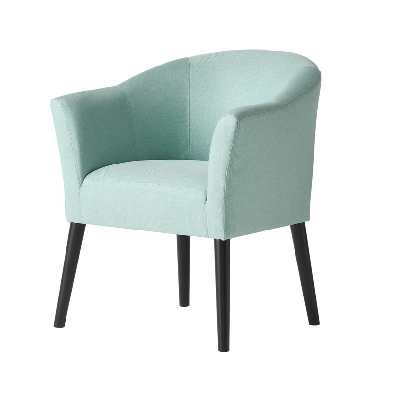 Sonorous – Upholstered Accent Chair With Low Back And Wood Legs – Light Blue / Black