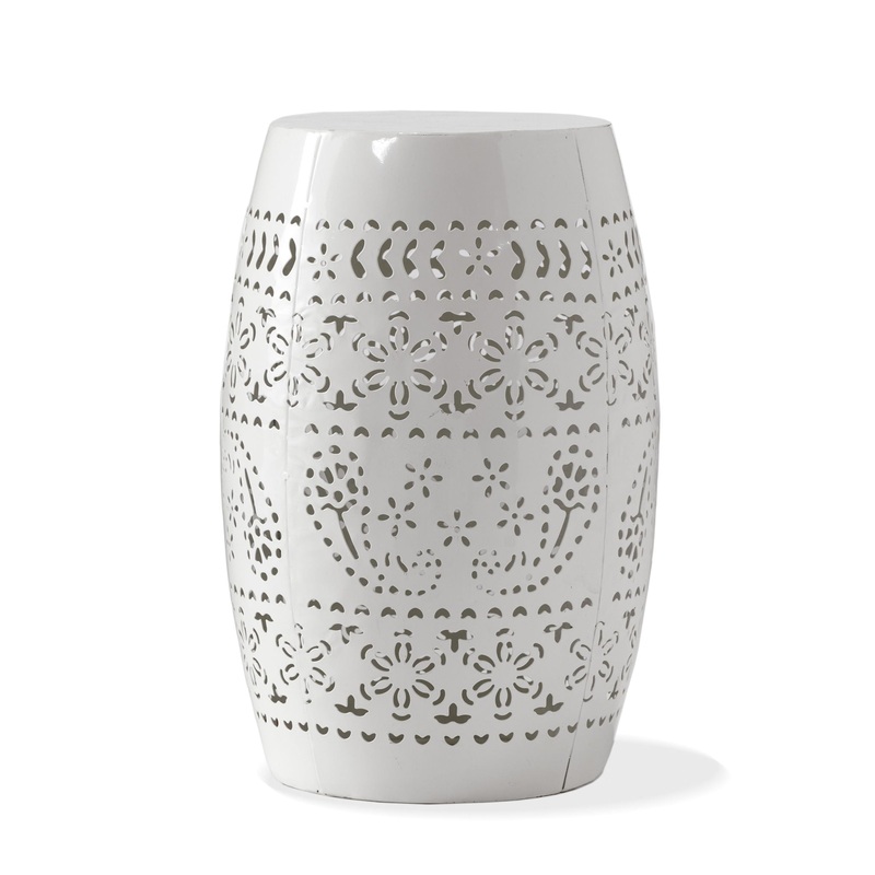 Transitional Ruby – Side Table With Lace Cut Design – White