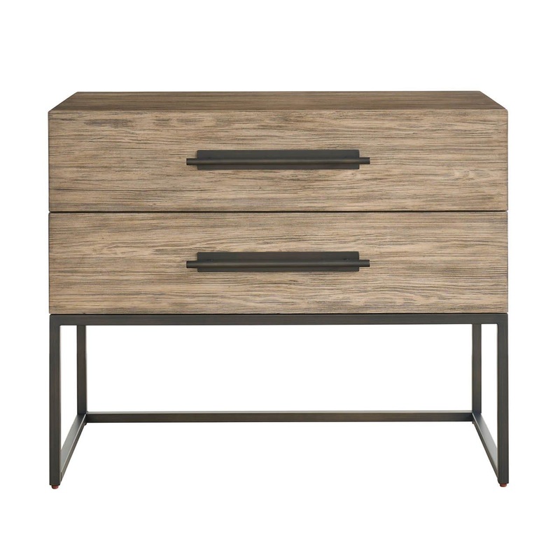Dwell – Metal Base Nightstand|Light Brown|Beige