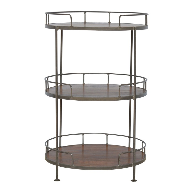 Industrial Round Butler Tray Table – Chestnut