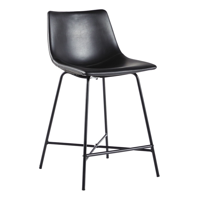 Modern Upholstered Counter Stool With Metal X Base (Set of 2) – Black