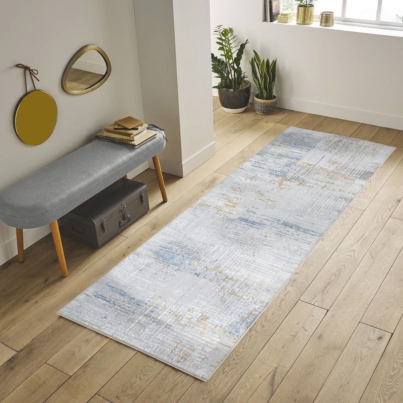 Nova – 2’7 X 7′ Area Rug – Multi, Light Gray