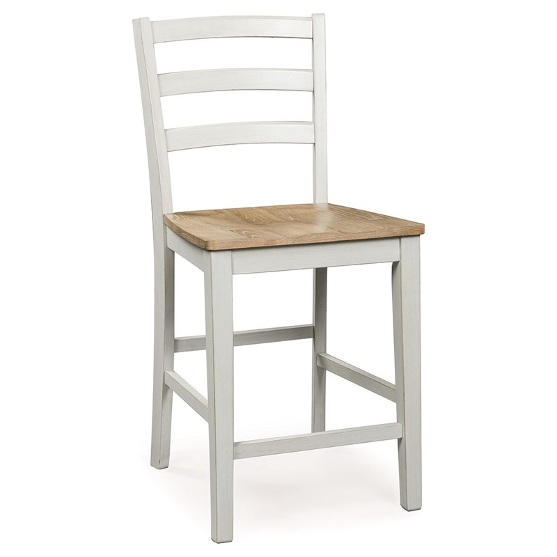 Purlaney – Antique White / Natural – Barstool (Set of 2)