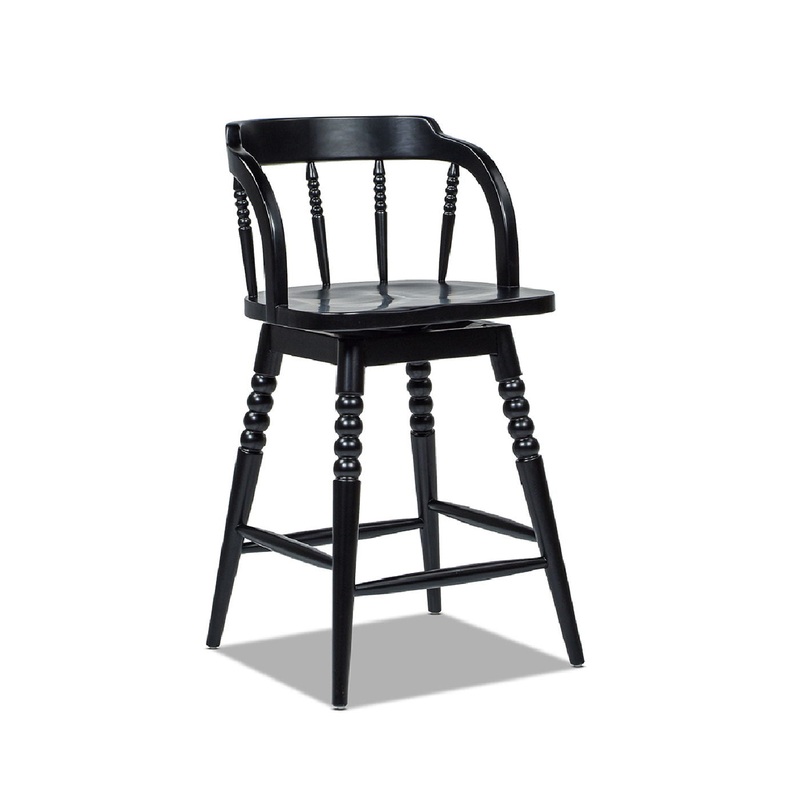 Breda – Turned Bubble Spindle Low Back Counter Stool – Black