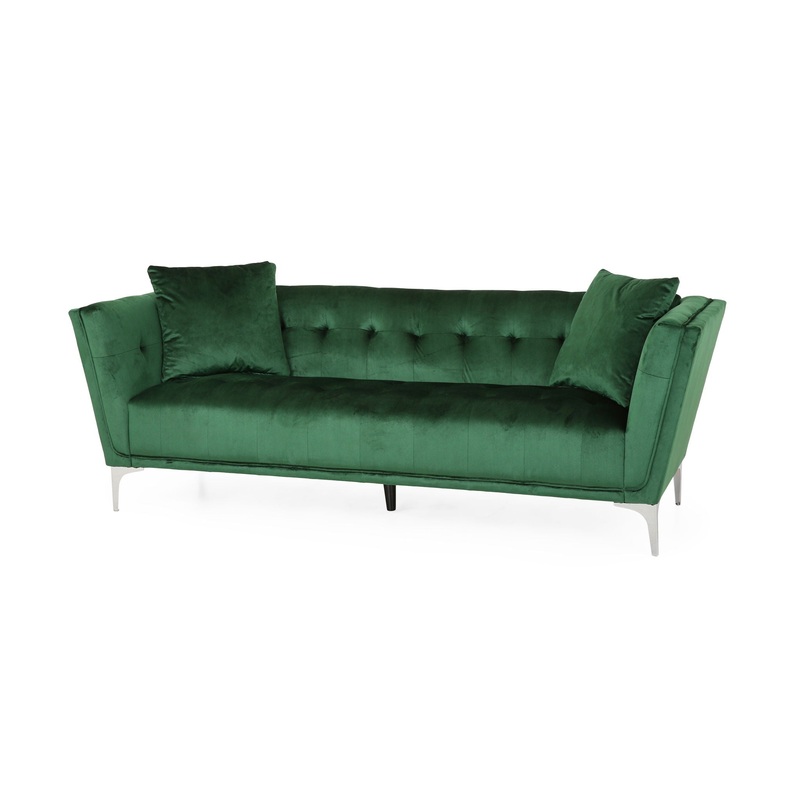Comfy 3 Seat Sofa With Metal Legs, Modern For Living Room And Study – Emerald
