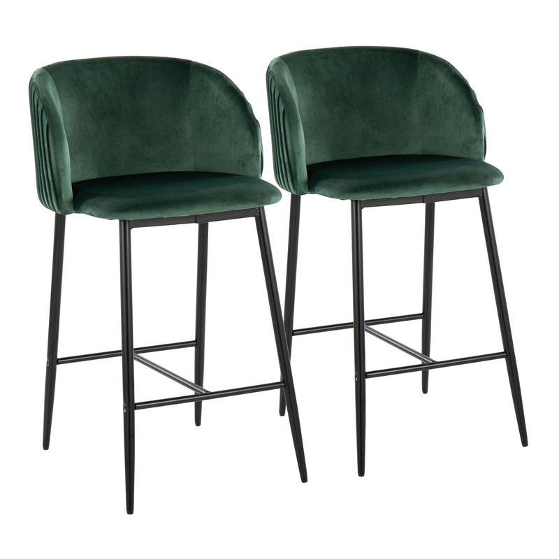 Fran – Pleated Waves Contemporary, Fixed Height Counter Stool (Set of 2)